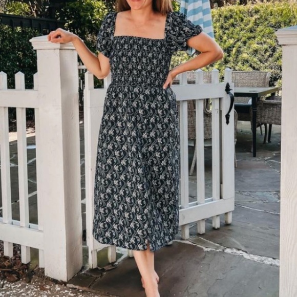 JCrew Short-Sleeve Smocked Printed Dress - Picture 1 of 3